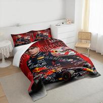 Max Verstappen Red Bull Racing Bedding set (1 duvet cover, 2 pillowcases, duvet not included), F1 Driver Portrait Art Print 260x240cm black