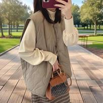 Fashion O-neck Waistcoat Solid Color Soft Baggy Single-breasted Reversible Sleeveless Warm Thicken Teddy Coat Ladies XXS kava