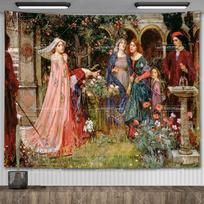 John William Waterhouse meno kūriniai Šaloto dama gobelenas sieninė dekoracija aliejiniai paveikslai namų dekoravimas estetiški gobelenai 150X130CM 60x50in