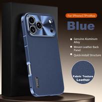 Prabangus Aukštos Kokybės Originalios Technologijos Austas Dėklas iPhone 17 Pro Max Telefonui Su Magsafe Magnetiniu Belaidžiu Įkrovimu Aliuminio Metalo Dangtelis For iPhone 17 Pro Max mėlyna