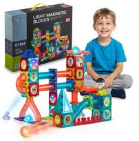 Magnetinės edukacinės konstruktoriaus kaladėlės, šviečiančios, 150 vnt., RK-782 Ricokids