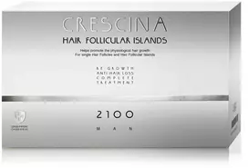 Labo Suisse, Crescina Follicular Islands 2100, plaukų augimą skatinantis serumas ampulėse, galvos odai, vyrams, 20 vnt. vyrams