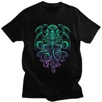 Custom Cool H.P. Lovecraft Cthulhu Tshirt for Men Short Sleeve T Shirt The Old God of R'lyeh T-shirt Loose Fit Pure Cotton Te... 4XL įvairiaspalvis