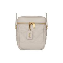 Saint Laurent Vanity Gold Logo Tag Chain Quilted Grainy Embossed Leather Box Bag Women Shoulder Bag White 649779-DME27-9207 Basic Set (Bag+Dust Bag) gray