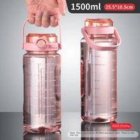 1,5 l sportinis vandens puodelis su šiaudeliais ir rankena, be BPA, nepralaidus, nešiojamas vandens buteliukas, didelės talpos, plastikinis šiaudelio vandens puodelis 1500ml white
