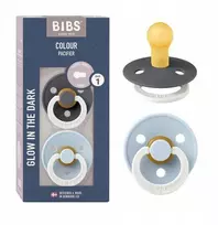 MAM BABY Čiulptukas BIBS 110266 2 pak. latekso dydis 1 pilka/kūdikio mėlyna świecący (BIB000103)