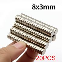 8x3mm Super stiprus neodimio magnetas N35 NdFeB Nuolatinis magnetinis imanes Apvalus galingi magnetai Šaldytuvo magnetas