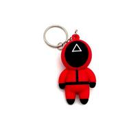 Chic Squid Game Keychain Red Guard Staff Worker Figure For Stylish Accessories Red Triangle black