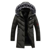 Žiemos parkas vyriška tvirta striukė stora šilta paltai su ilga gobtuvu striukė kailinė apykaklė, atspari vėjui, paminkštintas madingas vyrų paltas XXXXXL black