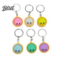 Keychain Fidget Spinner Stress Relief Keychain with Steamed Bun Pendant Clicker Quiet Tactile Feedback Design Anxiety Toy for Office And 12pcs beige