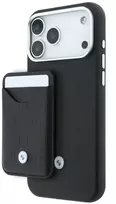 BMW Quilted Pattern Metal Logo dėklas + piniginės rinkinys, skirtas iPhone 18 Pro Max / 17 Pro Max, juodas