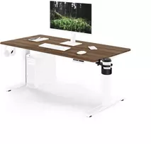 Stalo Jan Nowak Elektrinis aukštį reguliuojantis ergonominis baltas/riešutmedis, 1400x700 mm: Aria (5907367517422)