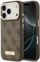 Dėklas Guess 4G Logo Plate MagSafe, skirtas iPhone 18 Pro Max / 17 Pro Max, rudas