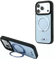 BMW Kevlar žiedinis stovas 360 MagSafe dėklas, skirtas iPhone 18 Pro Max / 17 Pro Max, mėlynas