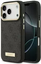 Dėklas Guess 4G Logo Plate MagSafe, skirtas iPhone 18 Pro / 17 Pro, juodas