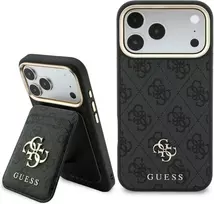 Dėklas Guess 4G su Magsafe pinigine, skirtas iPhone 18 Pro / 17 Pro, juodas