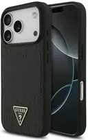 Dėklas Guess Croco Triangle Logo MagSafe, skirtas iPhone 18 Pro / 17 Pro, juodas