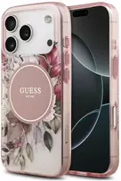 Dėklas Guess IML Flower & Tonal Circle MagSafe, skirtas iPhone 18 Pro Max / 17 Pro Max, rožinis