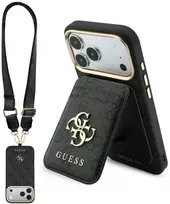 Dėklas Guess 4G su pinigine ir dirželiu Magsafe, skirtas iPhone 18 Pro / 17 Pro, rudas