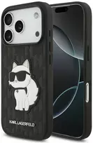 Karl Lagerfeld Saffiano Mono Patch Choupette dėklas, skirtas iPhone 18 Pro / 17 Pro, juodas