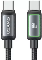 USAMS Al-Alloy SJ815 U110 RGB greitojo įkrovimo 60W USB-C į Lightning laidas 1.2 m juodas