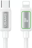 Kabelis USAMS Al-Alloy SJ816 U110 RGB Fast Charging 30W USB-C į Lightning 1,2 m balta