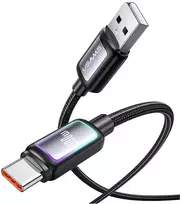 USAMS Al-Alloy SJ817 U110 RGB greitojo įkrovimo 100W USB-A į USB-C laidas 1.2 m juodas