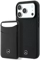 Dėklas Mercedes Grilis Pattern and Card Wallet Leather MagSafe, skirtas iPhone 18 Pro Max / 17 Pro Max, juodas