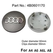 AUDI ratų centriniai dangteliai 4 vnt./rinkinys 60mm 61mm 68mm 69mm 77mm Automobilio stiliaus ženkleliai A3 A4 A5 A6 A7 A8 S4 Automobilio aksesuarai gray