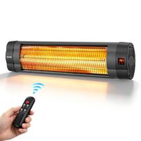 VEVOR Infrared Heater 2500W Electric Space Heater 3 Heat Settings Black, Remote & Panel Control, 24 Hours Timer, Premium PP Material 86.6 x 8.8 x 18.6 cm