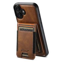 Suteni H17 Oil Eax Leather MagSafe Detachable Wallet Phone Case For iPhone 17  ruda