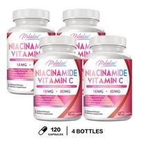 Pslalae - Niacinamide (Vitamin B3) and Vitamin C - Vitamins E, B1, B2, and Taurine - Skin Health 120*4