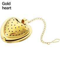 Filter Heart Steeper Teapot Tea Infuser Stainless Steel Tea Strainer gold-heart beige