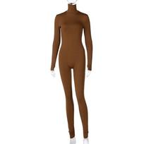 Jumpsuit Ruduo Bodysuit Žiema Vienspalvis Glaudus Ilgomis Rankovėmis Vilnos Jumpsuit Moteriškas Joga Vienas Gabalas XL ruda