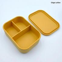 Leak‑Proof 700Ml Silicone Bento Box 3‑Compartment Microwave Safe Rectangular Lunch Box Portable Food Container For Office Worker A6 orange