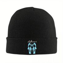 2026 Horror Deftones Skull Print Beanie Hats Bonnet Hats Men Women Street Kpop Knit Hat Autumn Graphic Thermal Elastic Caps One Size black