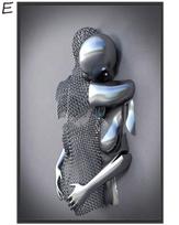 Meilės širdis 3D efektas Sienų dailė metalinė figūrėlė Statula Tapyba Modernus sienų menas Drobė meno kūrinių dekoravimas Valentino dienos dovana Sienų dekoras namų biurui 40*60cm