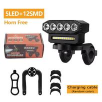 5/8 LED Bicycle Front Light USB Rechargeable 130dB Cycling Bike Horn Easy to Install 6 Modes Bicycle Bell Light black