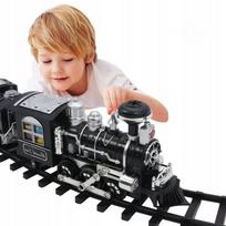 Elektrinis traukinio su bėgiais rinkinys click4TOYS su LED šviesa ir garsais, nuo 3 metų
