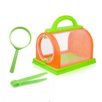 1 rinkinys Critter Viewer Box su pincetu didinamuoju stiklu, nešiojama rankena, tinklelis, skirtas vaikams lauke. žalia