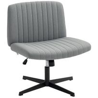 Armless Office Chair Tilting Desk Chair with Crossed Legs Wide Seat and Adjustable Height Grey 65 x 64 x 83 cm