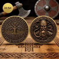 Norse Mythology Tree of Life Metal Craft Coins and Badges brown