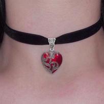 Gothic Dark Oil Drip Heart Choker Necklace gray