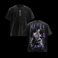 BLEACH Kuchiki Rukia Graphic T shirt Men Women Clothing Short Sleeve Cotton T-shirts Washed Tee Harajuku Summer Casual T shirt 120 black