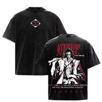 BLEACH Zaraki Kenpachi Graphic Washed Cotton T‑shirt Unisex Hot Manga Printed Vintage Short Sleeve Streetwear Casual Tops 110 black
