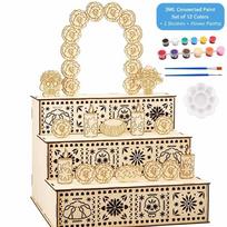 Handcrafted Day Of The Dead Altar Shadow Box Design Wooden Altar Set  Holiday Themed Decor C beige