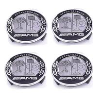 4 vnt. 75mm*68mm Automobilio emblema Ratlankio centrinis dangtelis Lipdukas Ratlankio ženklelio dangtelis Mercedes Benz GLE63 CLS63 GLC63 W204 AMG raktų pakabukas gray