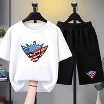 Kid Summer Set Cody Rhodes Wrestling Match Black Short Sleeve Children's T-shirt Set Sports Fashion Boys Girls Tops+Shorts 130 balta