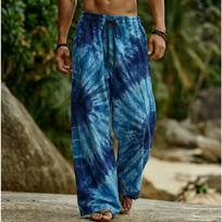 Men's 3D Abstract Pattern Printed Baggy Casual Trousers,  Elastic Drawstring Waist with Pockets, for Spring Summer Home Outdoor Vacation 3XL mėlyna