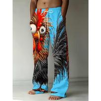 Men's 3D Coconut Tree Printed Baggy Casual Trousers,  Elastic Drawstring Waist with Pockets, for Spring Summer Home Outdoor Vacation 7XL šviesiai mėlyna spalva